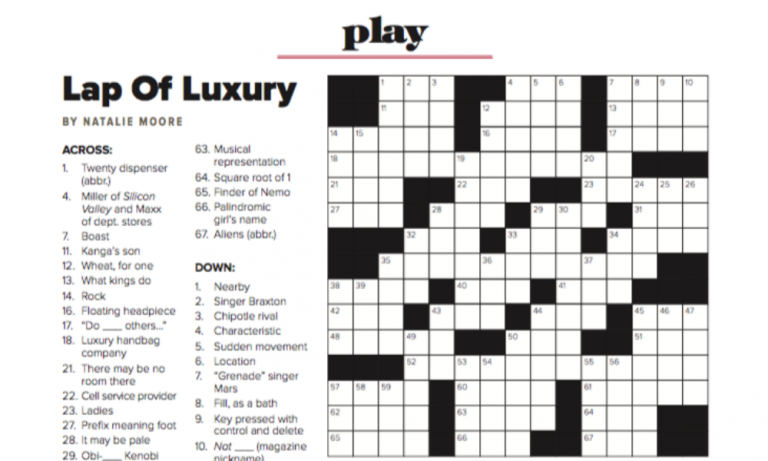 ‘saratoga living’ The Luxury Issue: Crossword Puzzle And Word Ladder Answer Keys