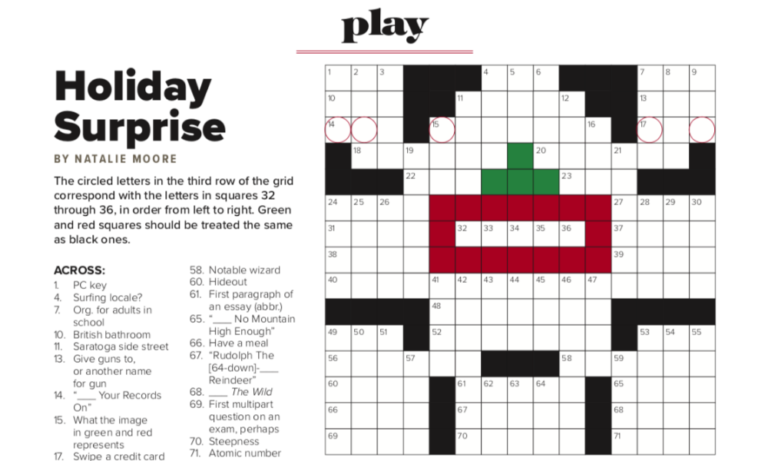 The Holiday Issue: Crossword Puzzle Answer Key