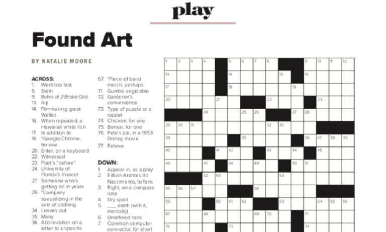 The Spring Issue: Crossword Puzzle Answer Key